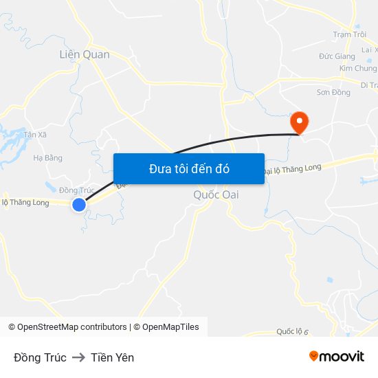Đồng Trúc to Tiền Yên map
