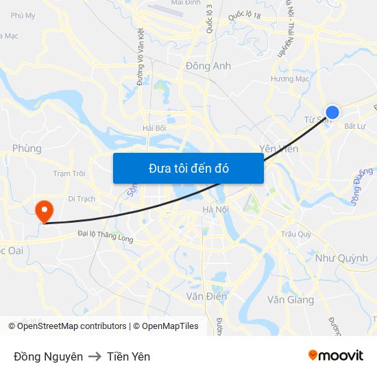 Đồng Nguyên to Tiền Yên map