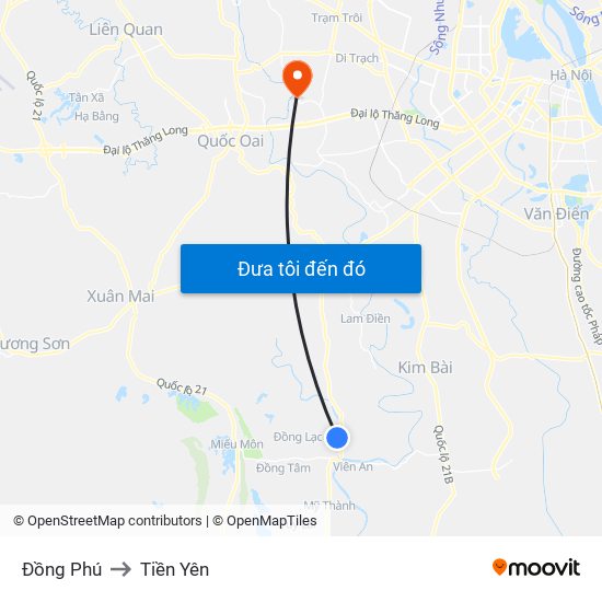 Đồng Phú to Tiền Yên map