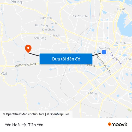 Yên Hoà to Tiền Yên map