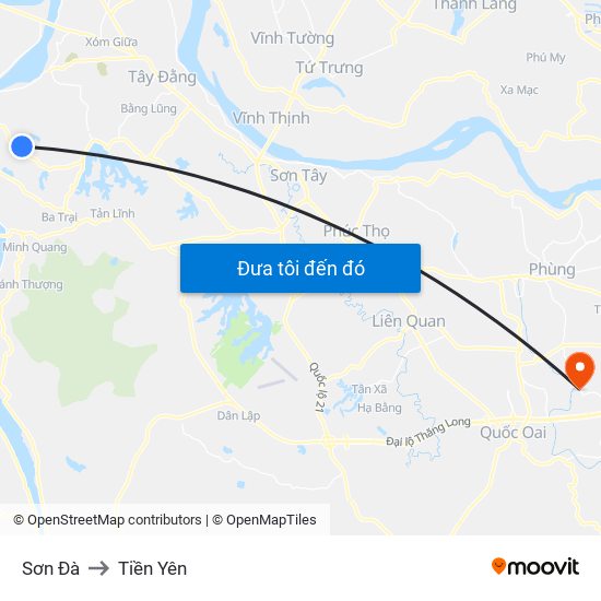 Sơn Đà to Tiền Yên map