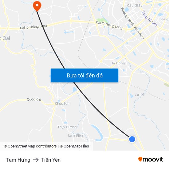 Tam Hưng to Tiền Yên map
