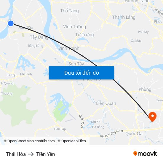 Thái Hòa to Tiền Yên map