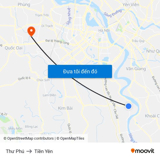 Thư Phú to Tiền Yên map