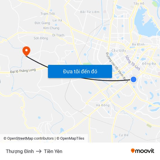 Thượng Đình to Tiền Yên map