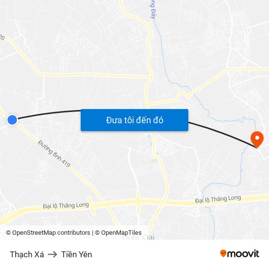 Thạch Xá to Tiền Yên map