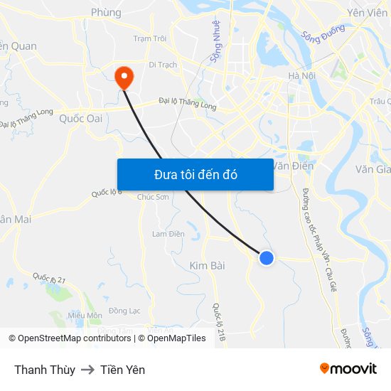 Thanh Thùy to Tiền Yên map