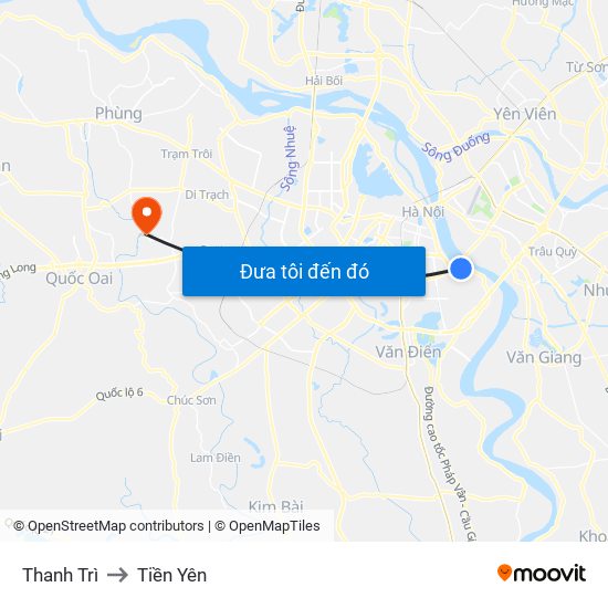 Thanh Trì to Tiền Yên map