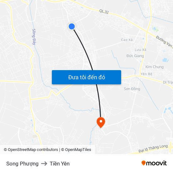 Song Phượng to Tiền Yên map