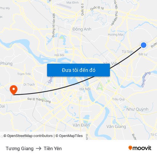 Tương Giang to Tiền Yên map