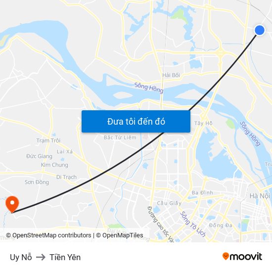 Uy Nỗ to Tiền Yên map