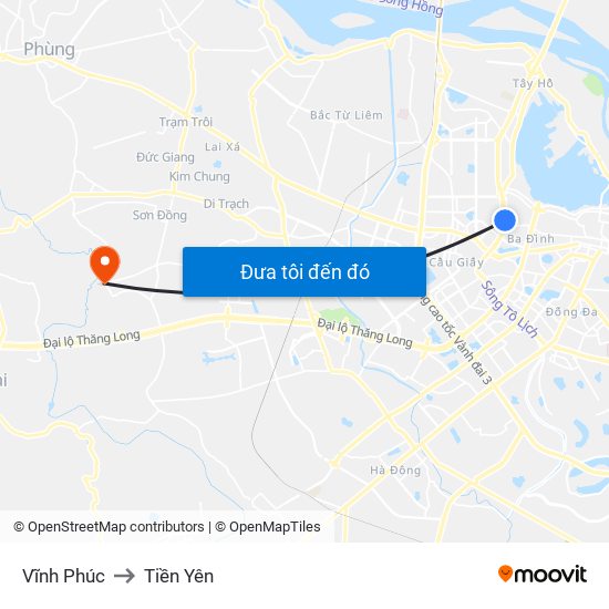 Vĩnh Phúc to Tiền Yên map