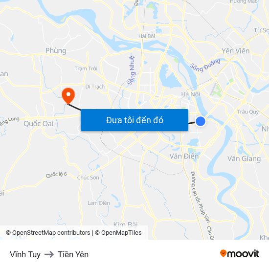 Vĩnh Tuy to Tiền Yên map