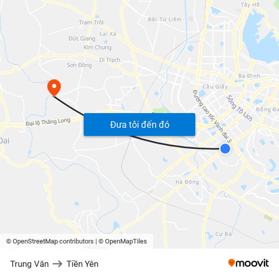 Trung Văn to Tiền Yên map