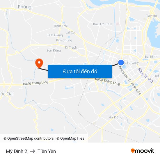 Mỹ Đình 2 to Tiền Yên map