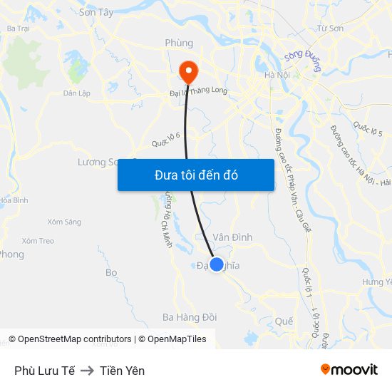 Phù Lưu Tế to Tiền Yên map