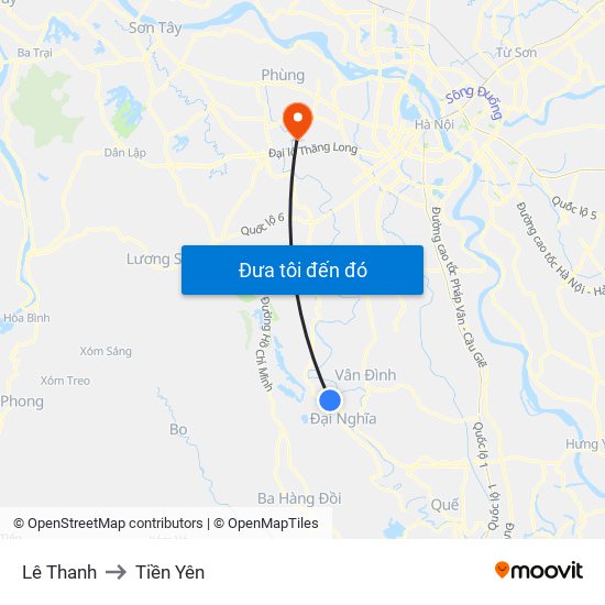 Lê Thanh to Tiền Yên map