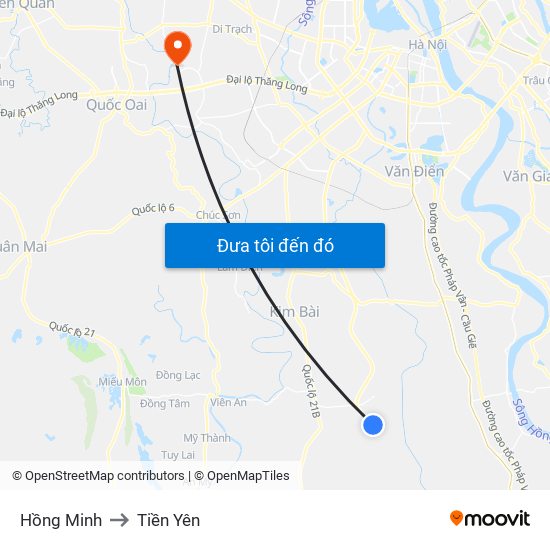 Hồng Minh to Tiền Yên map
