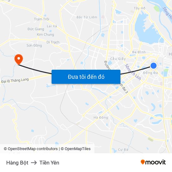 Hàng Bột to Tiền Yên map