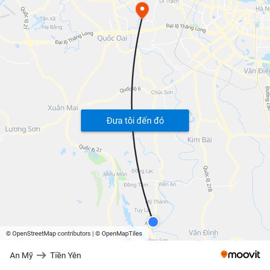 An Mỹ to Tiền Yên map