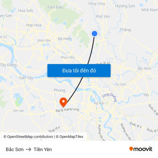 Bắc Sơn to Tiền Yên map