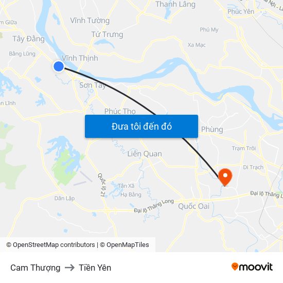 Cam Thượng to Tiền Yên map