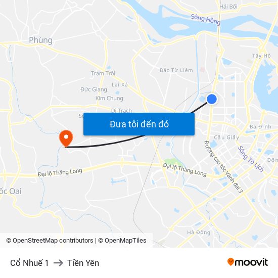 Cổ Nhuế 1 to Tiền Yên map