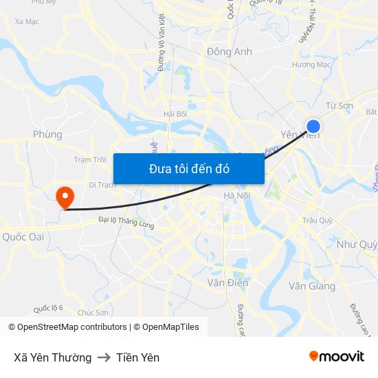 Xã Yên Thường to Tiền Yên map