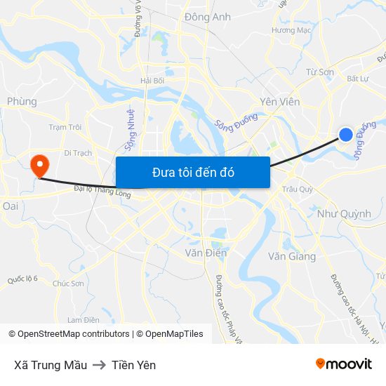 Xã Trung Mầu to Tiền Yên map