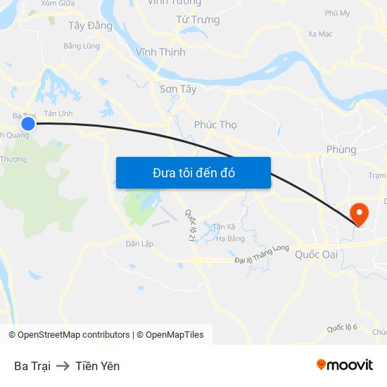 Ba Trại to Tiền Yên map