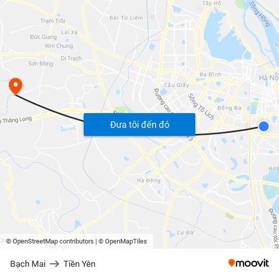 Bạch Mai to Tiền Yên map