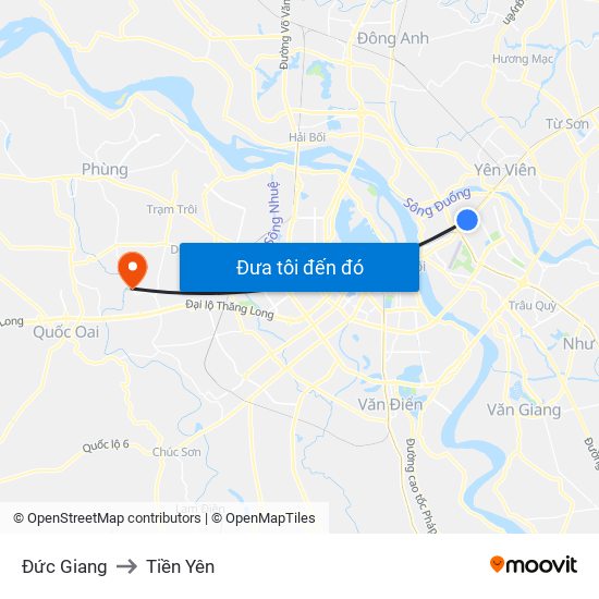 Đức Giang to Tiền Yên map