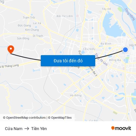 Cửa Nam to Tiền Yên map