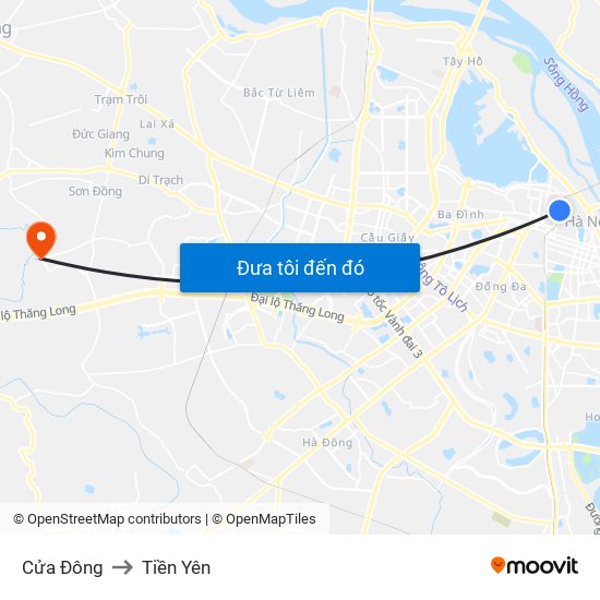 Cửa Đông to Tiền Yên map