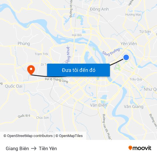 Giang Biên to Tiền Yên map