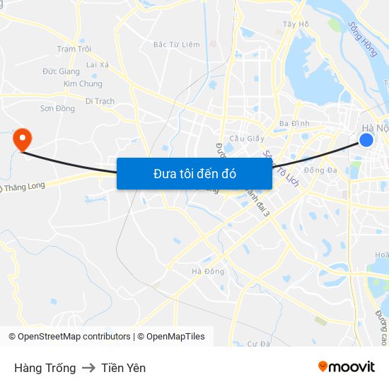 Hàng Trống to Tiền Yên map