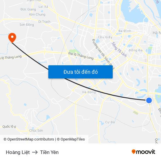 Hoàng Liệt to Tiền Yên map