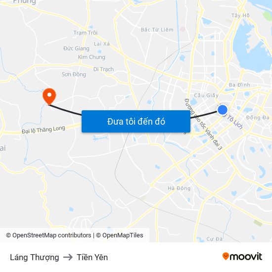 Láng Thượng to Tiền Yên map