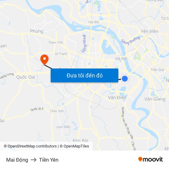 Mai Động to Tiền Yên map