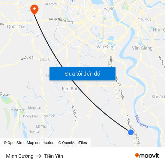 Minh Cường to Tiền Yên map