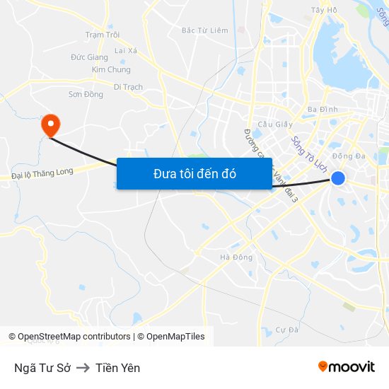 Ngã Tư Sở to Tiền Yên map