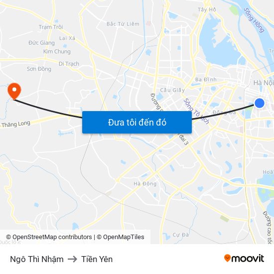 Ngô Thì Nhậm to Tiền Yên map