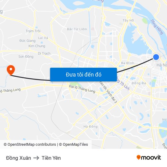 Đồng Xuân to Tiền Yên map