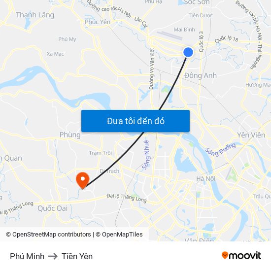 Phú Minh to Tiền Yên map