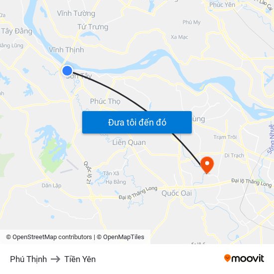 Phú Thịnh to Tiền Yên map