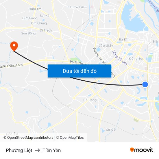 Phương Liệt to Tiền Yên map