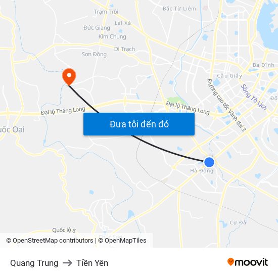 Quang Trung to Tiền Yên map