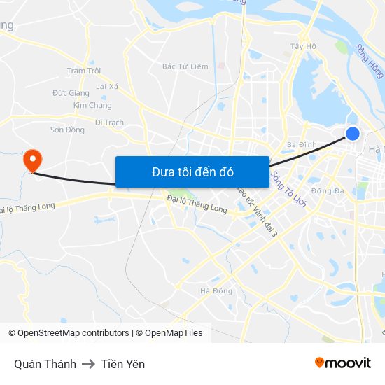 Quán Thánh to Tiền Yên map