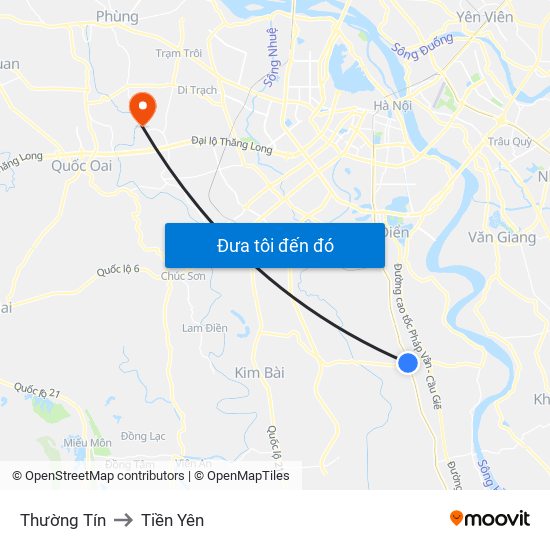 Thường Tín to Tiền Yên map