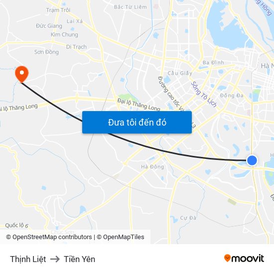 Thịnh Liệt to Tiền Yên map